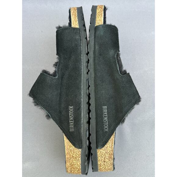 Birkenstock Arizona Shearling Suede Leather Black Sandals 11 Men\'s / 44EU NWB